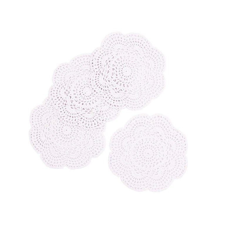 Phantomon 8 Inch Doilies Crochet Round Lace Doily Handmade Placemats 100% Cotton Crocheted Coasters, Pack of 4 (White) - Image 5